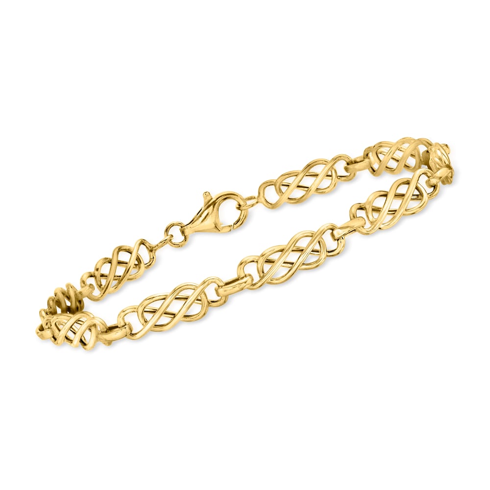 14kt Yellow Gold Double Infinity Link Bracelet Ross Simons