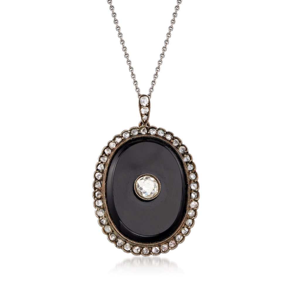 Antique black onyx store necklace