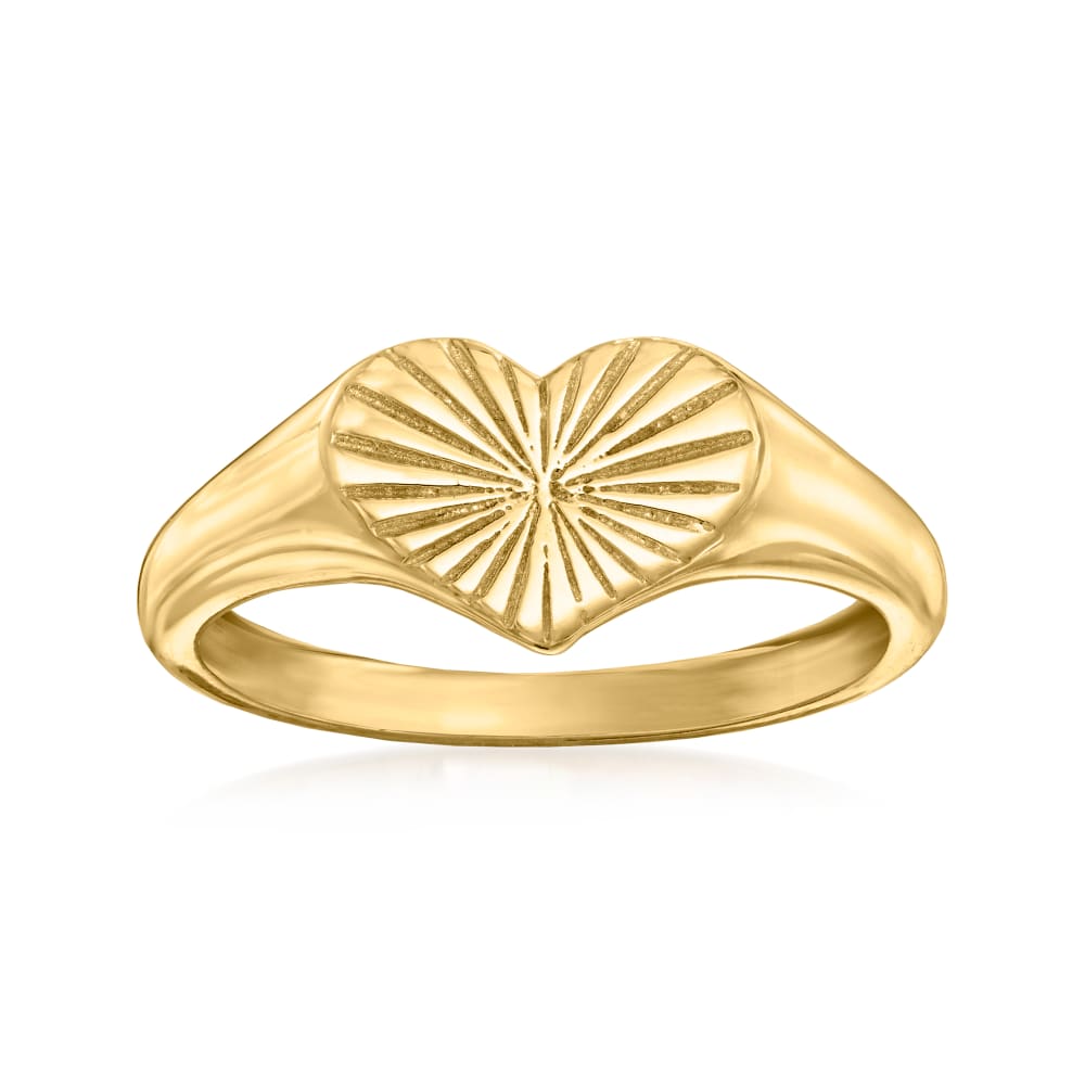 18kt Gold Over Sterling Textured and Polished Heart Signet Ring