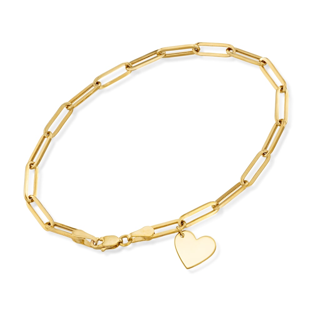 Italian 14kt Yellow Gold Heart Station Bracelet | Ross-Simons