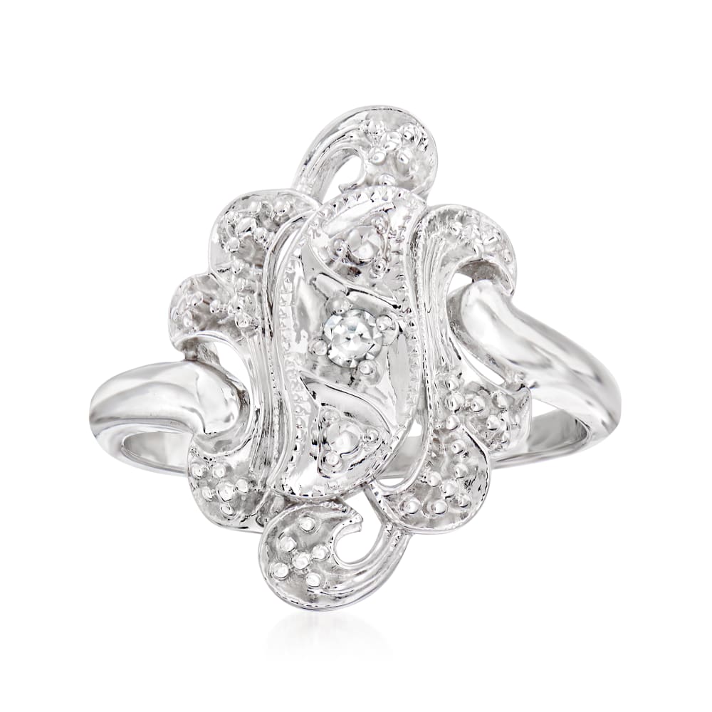 C. 1960 Vintage Diamond-Accented Swirl Ring in 14kt White Gold | Ross ...