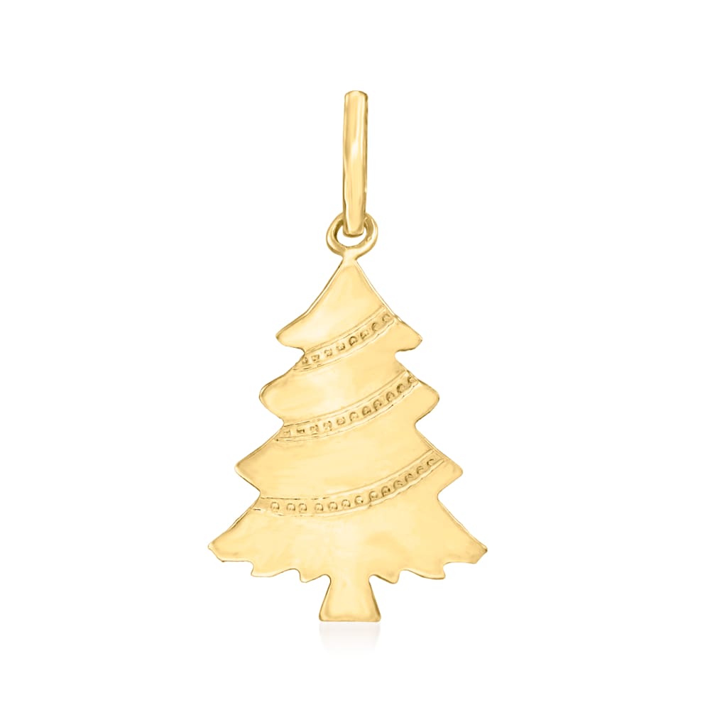 Merry Christmas Tree 14K Gold Charm