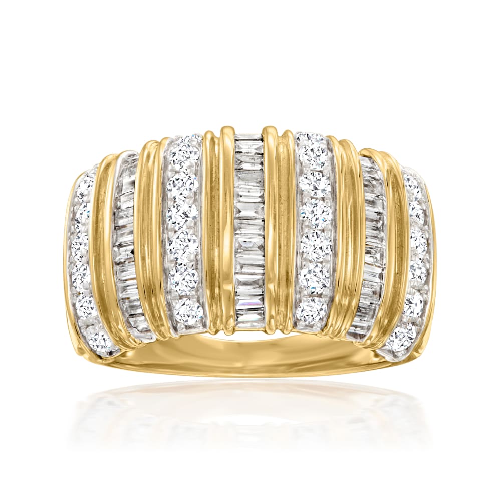 1.00 ct. t.w. Baguette and Round Diamond Ring in 14kt Yellow Gold
