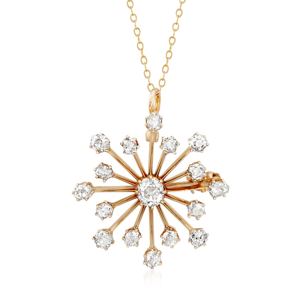 14K Gold Large Size Diamond Starburst Fluted Medallion Necklace – Nana Bijou