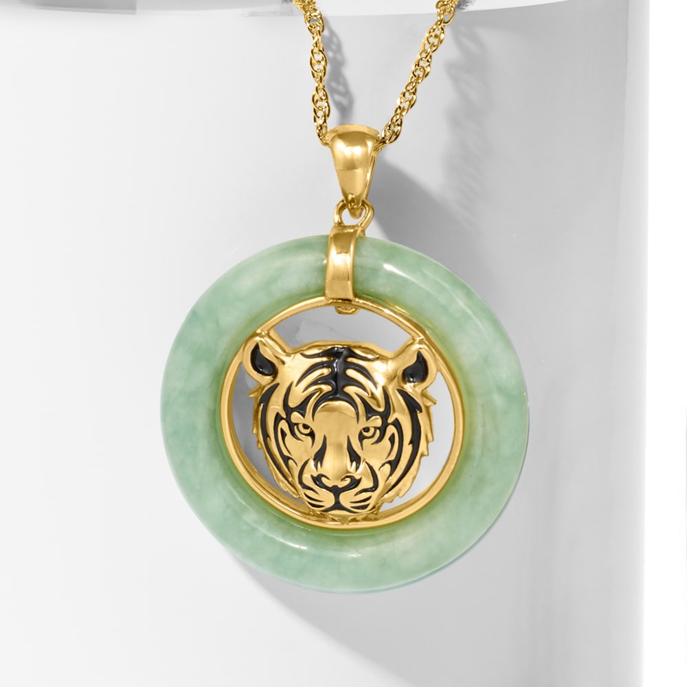 2Ct Pear Simulated Emerald Tiger Face Pendant Mens 14K Rose Gold