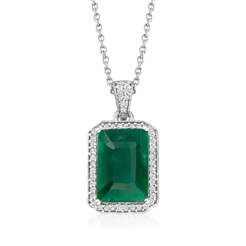 4.40 Carat Emerald and .24 ct. t.w. Diamond Pendant Necklace in ...