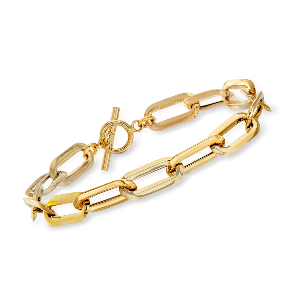 14k Gold Paper Clip Link Bracelet