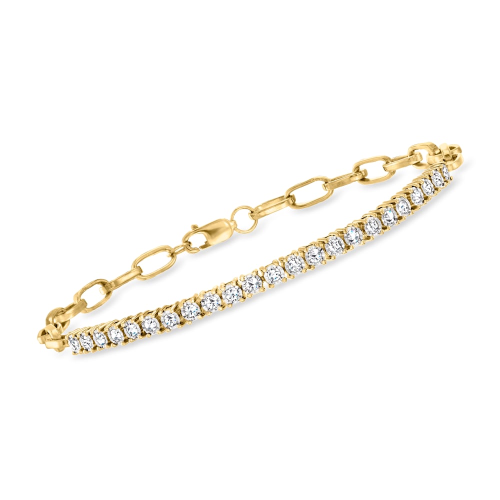 50 ct. t.w. Diamond Tennis Paper Clip Link Bracelet in 18kt Gold