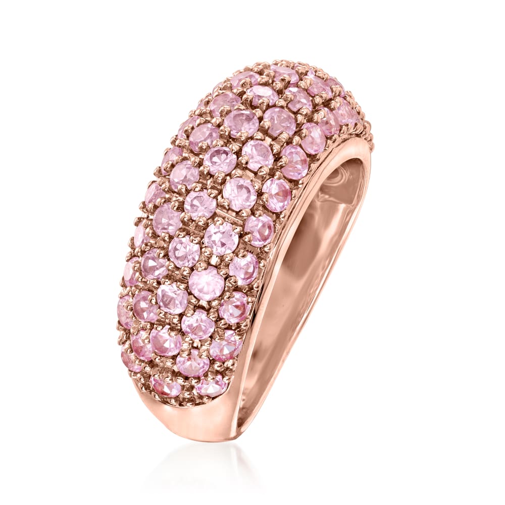 Pink Sapphire Two Row Gold Ring Sundar