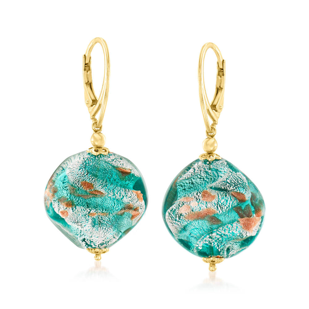 Murano Glass Beads, Green and Gold Italian Jewelry, Murano Glass Italy