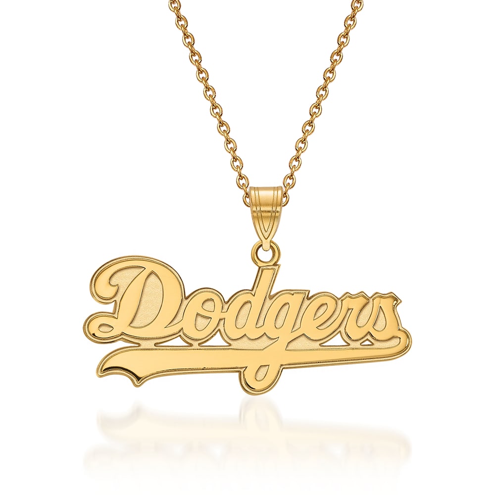 14kt Yellow Gold MLB Los Angeles Dodgers Pendant Necklace. 18