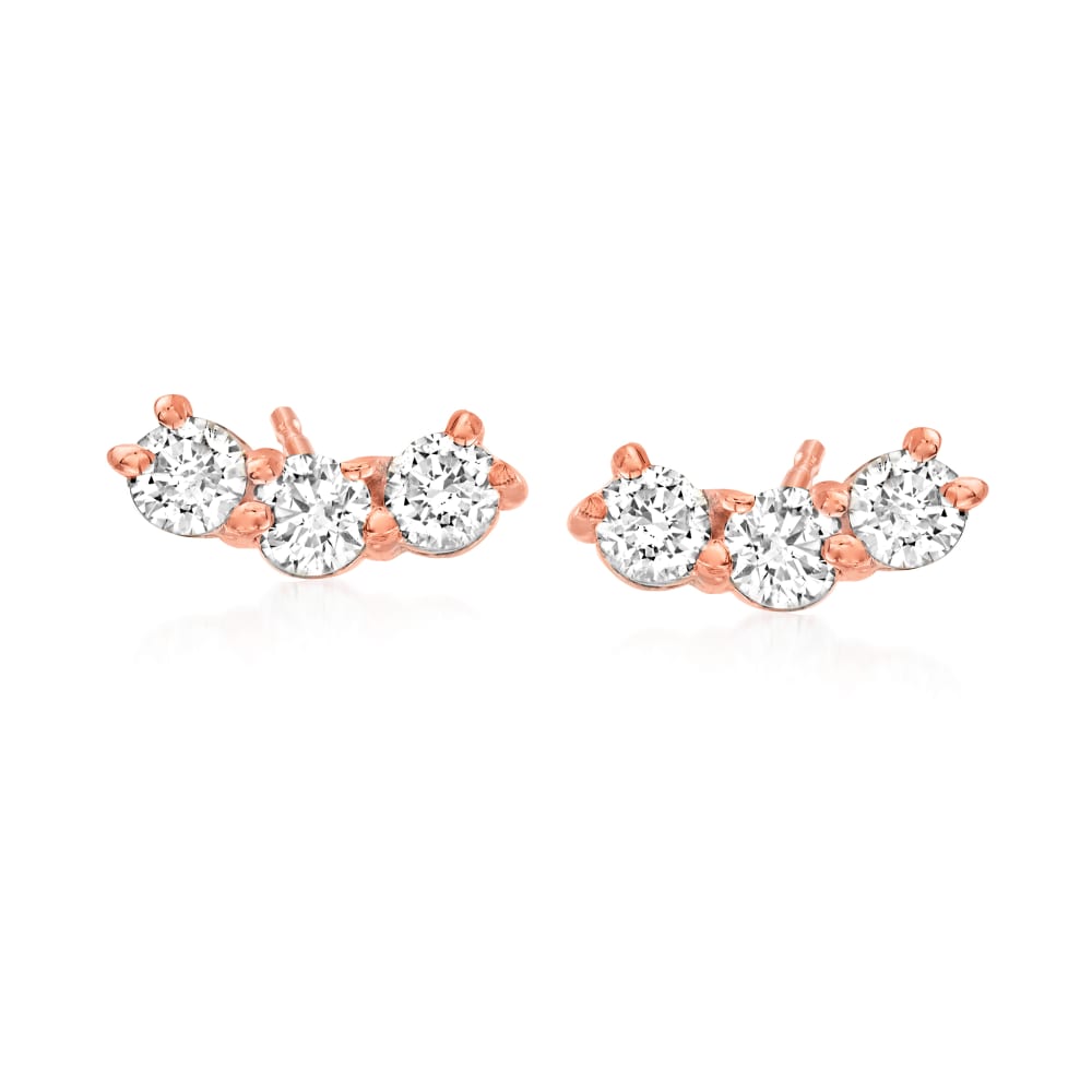 31 ct. t.w. Diamond Curved Bar Stud Earrings in 14kt Rose Gold