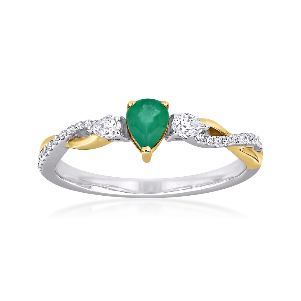 20 Carat Emerald Ring with .19 ct. t.w. Diamonds in 14kt Two Tone