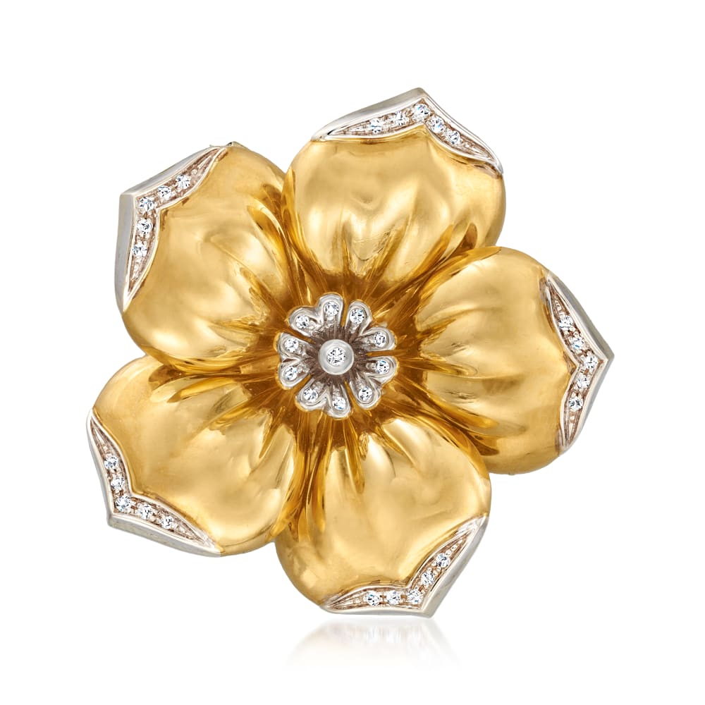 C. 1980 Vintage .36 ct. t.w. Diamond Flower Pin in 18kt Yellow