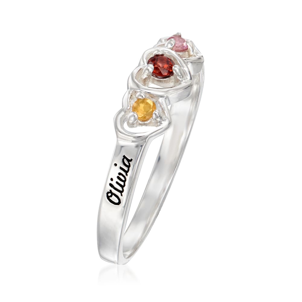 Personalized Birthstone, Name and Date Daughter's Heart Ring in ...