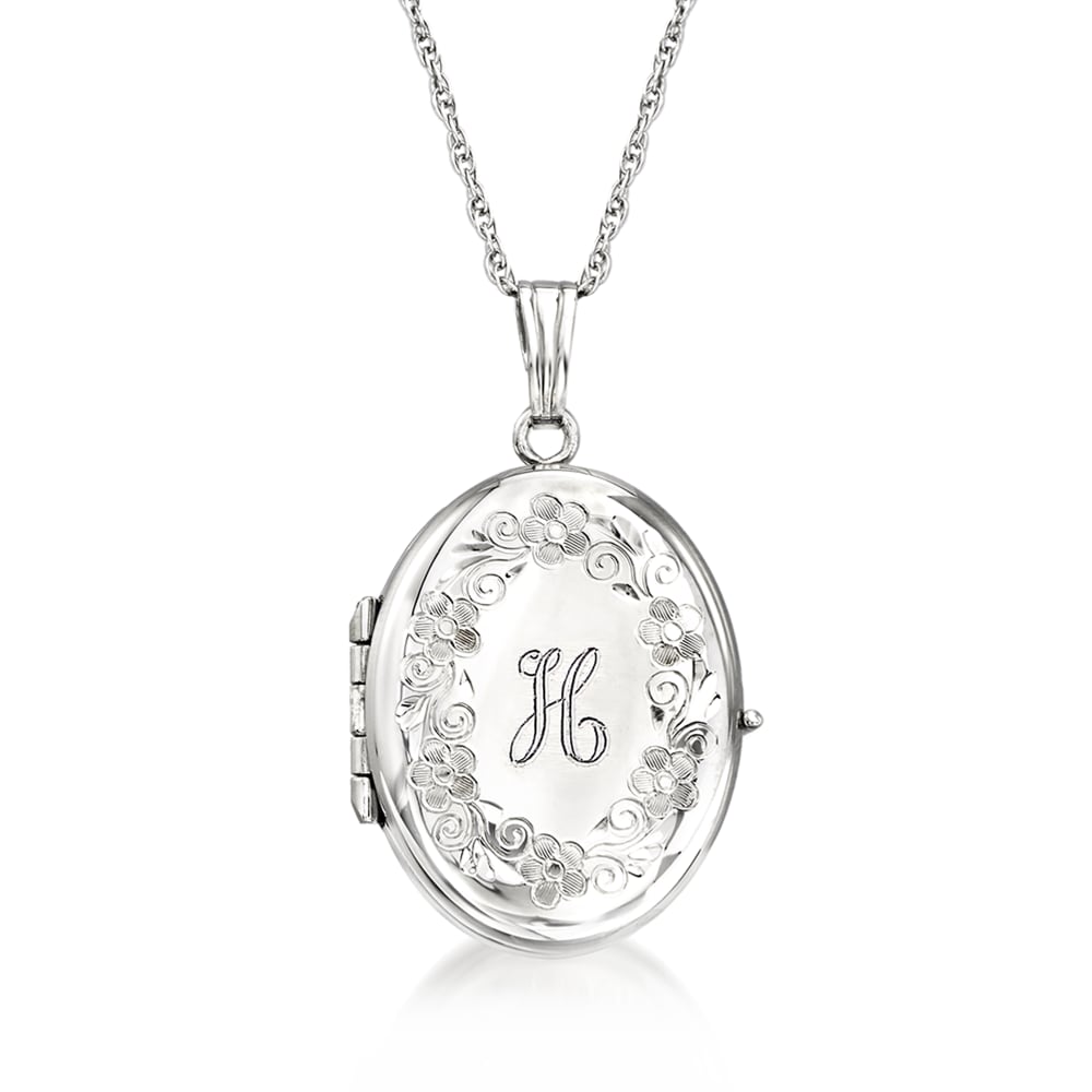 Plain sterling silver oval locket pendant necklace with 18 chain in gift  box