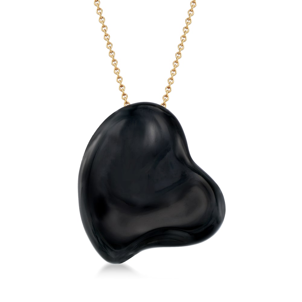 Authentic Tiffany & Co. Elsa Peretti Black Jade Mini Open Heart Silver  Necklace | eBay