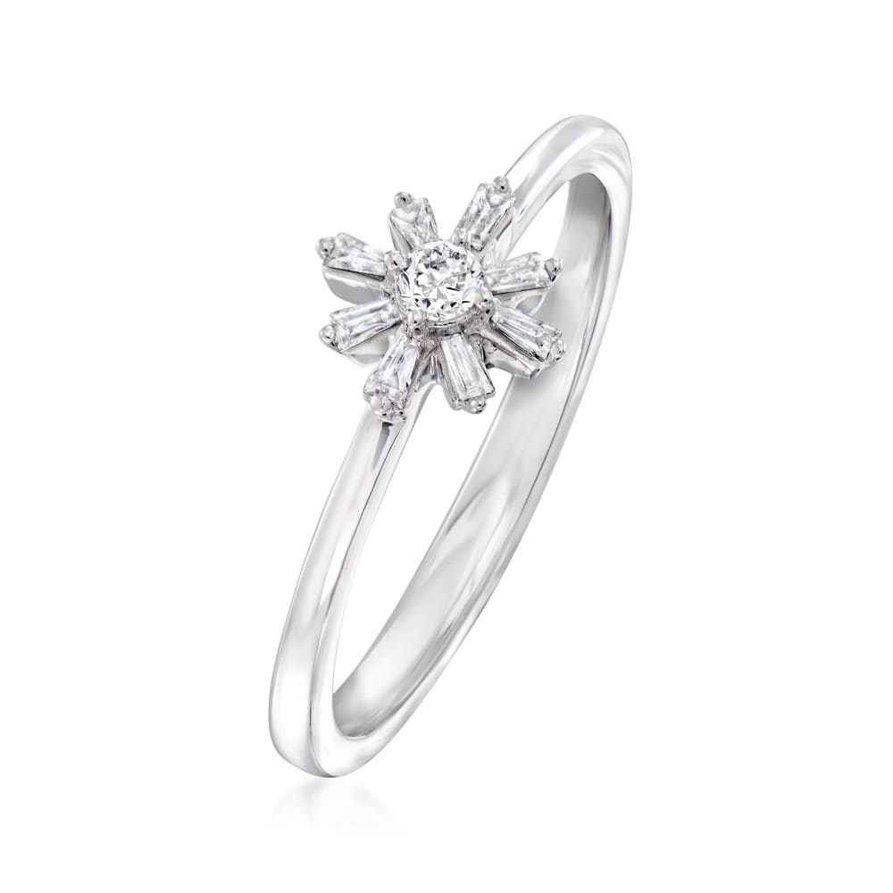 .15 ct. t.w. Diamond Flower Ring in Sterling Silver | Ross-Simons