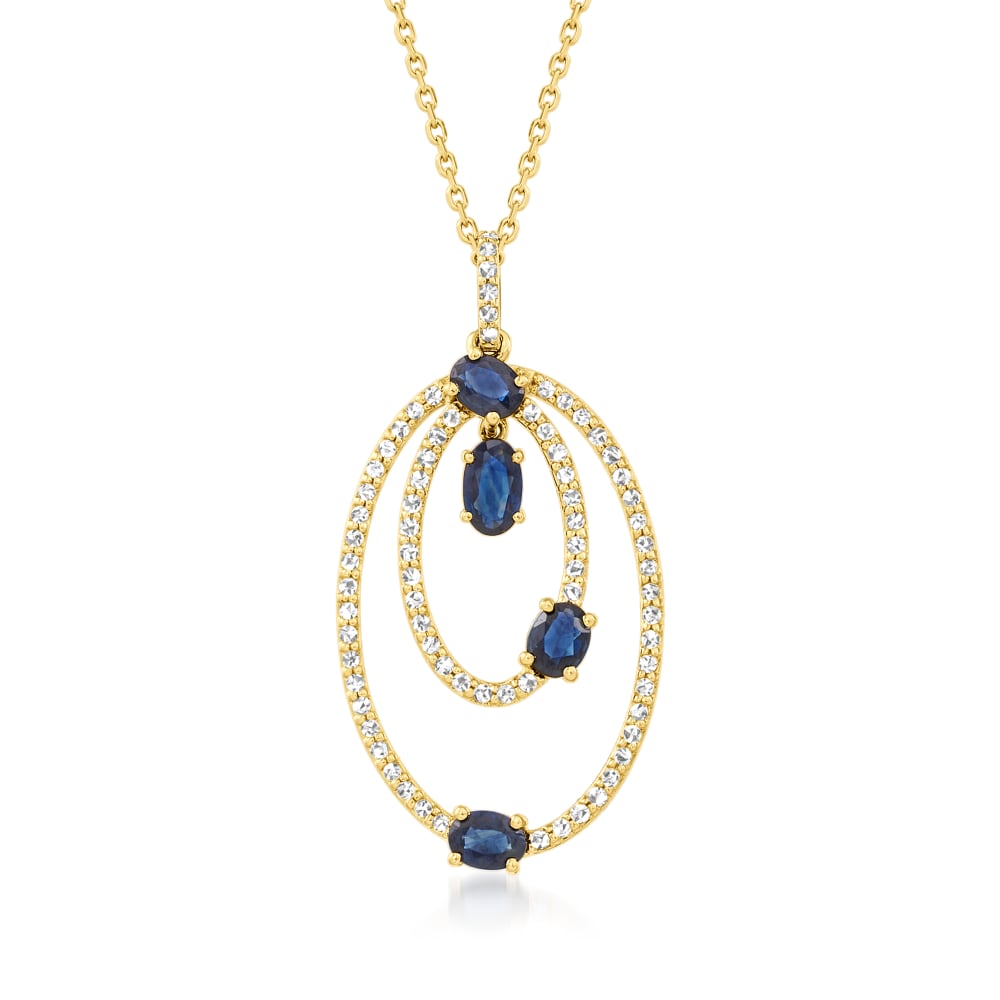 .90 ct. t.w. Sapphire and .30 ct. t.w. Diamond Pendant Necklace in