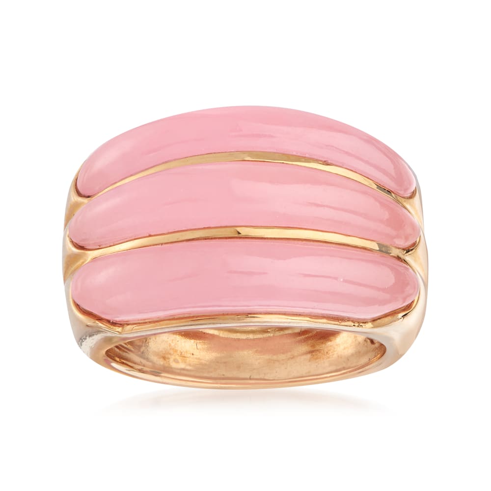 C. 1990 Vintage Pink Jade Ring in 14kt Yellow Gold Ross Simons