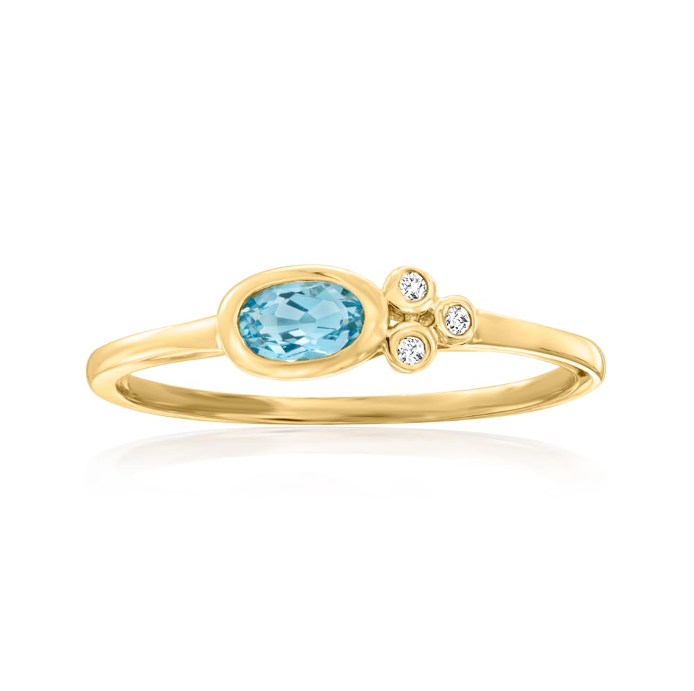 30 Carat Sky Blue Topaz Ring with Diamond Accents in 14kt Yellow