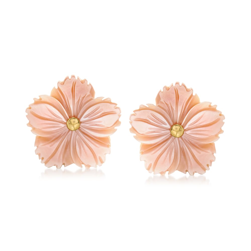 Italian Pink Mother-of-Pearl Flower Earrings | Ross-Simons