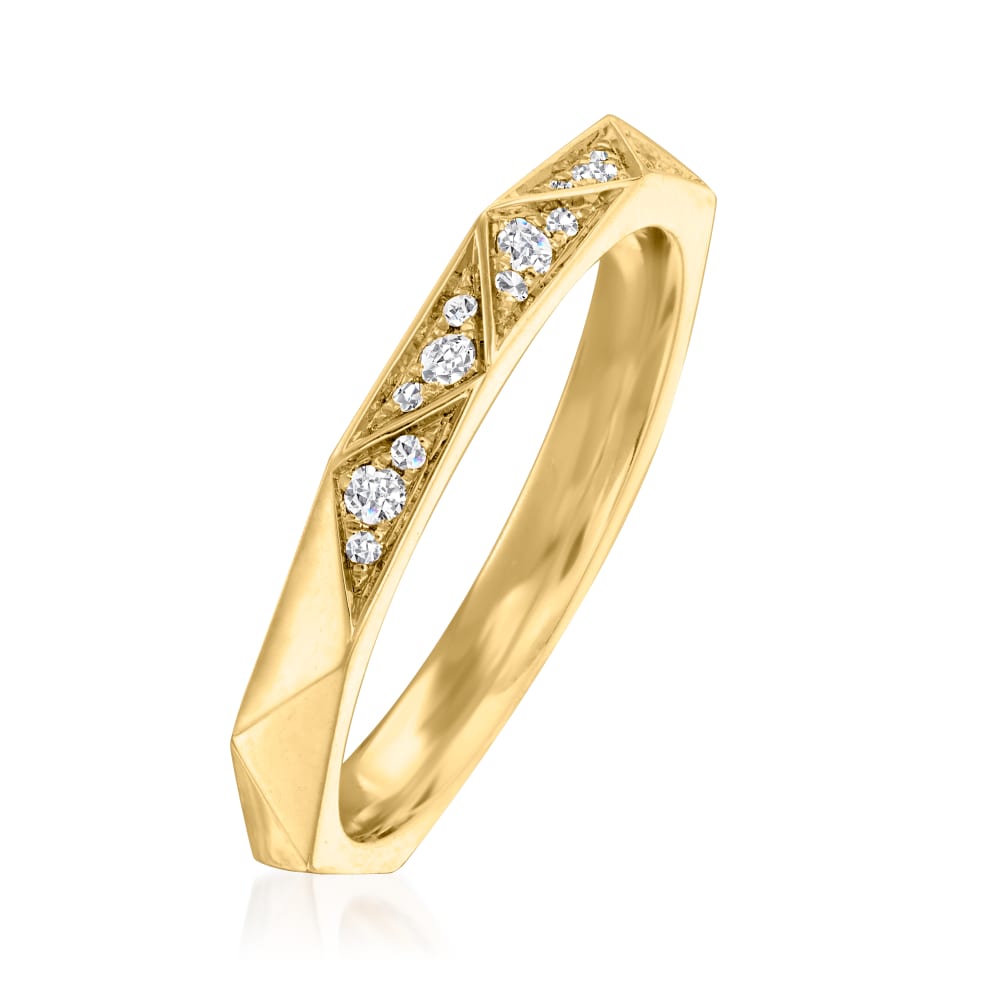 Henri Daussi .17 ct. t.w. Pave Diamond Geometric Wedding Band in 18kt