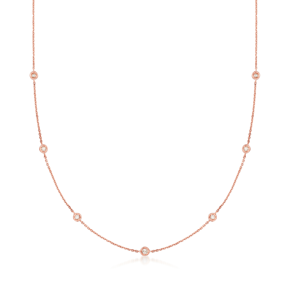 .20 ct. t.w. Diamond Station Necklace in 14kt Rose Gold | Ross-Simons