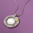 Mother-Of-Pearl Leaf Pendant Necklace in Sterling Silver and 14kt Yellow Gold