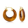 Tiger Eye Hoop Earrings in 14kt Yellow Gold