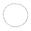 ALOR &quot;Noir&quot; .22 ct. t.w. Diamond Bar Black Cable Necklace With 18kt Two-Tone Gold