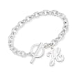 Sterling Silver Personalized Single-Initial Toggle Bracelet