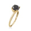 2.00 Carat Black Diamond Solitaire Ring in 14kt Yellow Gold