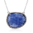 13.00 Carat Tanzanite and .15 ct. t.w. Diamond Necklace in 14kt White Gold
