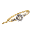 C. 1900 Vintage 9mm Cultured Pearl and 1.95 ct. t.w. Diamond Bangle Bracelet in 14kt Two-Tone Gold