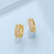 .80 ct. t.w. CZ Huggie Hoop Earrings in 14kt Gold Over Sterling
