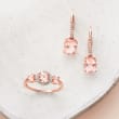 3.20 ct. t.w. Morganite Drop Earrings with Diamond Accents in 14kt Rose Gold