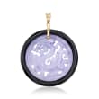 Lavender Jade and Black Agate Dragon Circle Pendant with 14kt Yellow Gold