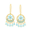 5.80 ct. t.w. Sky Blue Topaz Floral Drop Earrings in 18kt Gold Over Sterling