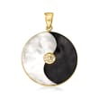 Mother-of-Pearl and Black Agate Yin-Yang Pendant in 14kt Yellow Gold