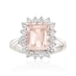 3.70 Carat Morganite and .63 ct. t.w. Diamond Ring in 14kt White Gold
