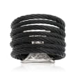 ALOR &quot;Noir&quot; Black Stainless Steel Multi-Cable Ring with 18kt Yellow Gold