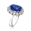 C. 2000 Vintage 5.26 Carat Certified Sapphire and .98 ct. t.w. Diamond Ring in Platinum