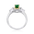 .50 Carat Emerald and .30 ct. t.w. White Sapphire Ring with .11 ct. t.w. Diamonds in 14kt Two-Tone Gold