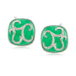 13mm Green Jade and Diamond-Accented Square Earrings in 14kt White Gold