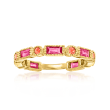 .90 ct. t.w. Ruby and .20 ct. t.w. Orange Sapphire Ring in 14kt Yellow Gold Over Sterling Silver