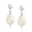8.5-9.5mm Cultured Pearl Jewelry Set: Necklace and Drop Earrings in Sterling Silver