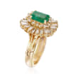 C. 1970 Vintage 1.35 Carat Emerald Ring with 1.75 ct. t.w. Diamonds in 14kt Yellow Gold