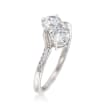 1.00 ct. t.w. CZ Two-Stone Ring in Sterling Silver