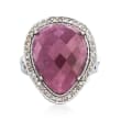13.00 Carat Pink Sapphire and .37 ct. t.w. Champagne Diamond Ring in Sterling Silver